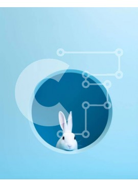 Σετ των 2 Intra Συλλεκτικό Ξύλινο Παζλ Plywood  4mm - Παιχνιδιάρικο λευκό λαγουδάκι σε μπλε φόντο Σε Ξύλινο Κουτί - Διαστάσεις: 10x10 cm – 25 κομμάτια