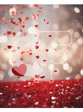 Intra Συλλεκτικό Ξύλινο Παζλ Plywood  4mm - Ρομαντικό φόντο ημέρας του Αγίου Βαλεντίνου με κομφετί που πέφτουν Σε Ξύλινο Κουτί - Διαστάσεις Puzzle: 10x10 cm – 25 κομμάτια