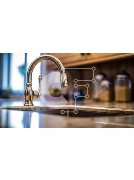 Intra Συλλεκτικό Ξύλινο Παζλ Plywood  4mm - Εκπληκτικός νεροχύτης κουζίνας με χρυσή βρύση και μαρμάρινο πάγκο Σε Ξύλινο Κουτί - Διαστάσεις Puzzle: 10x10 cm – 25 κομμάτια