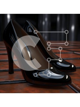 Σετ των 2 Intra Συλλεκτικό Ξύλινο Παζλ Plywood  4mm - Ζευγάρι μαύρα ψηλοτάκουνα παπούτσια σε δάπεδο με πλακάκια Σε Ξύλινο Κουτί - Διαστάσεις: 10x10 cm – 25 κομμάτια