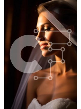 Intra Συλλεκτικό Ξύλινο Παζλ Plywood  4mm - Εκπληκτική φωτογραφία μιας νύφης με λευκό νυφικό με πέπλο και μπουκέτο λουλούδια Σε Ξύλινο Κουτί - Διαστάσεις Puzzle: 10x10 cm – 25 κομμάτια