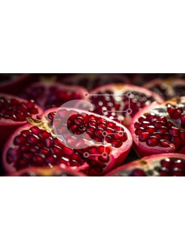 Σετ των 2 Intra Συλλεκτικό Ξύλινο Παζλ Plywood  4mm - Κοντινό πλάνο Ροδιών με κόκκινη ζουμερή σάρκα και σπόρους Σε Ξύλινο Κουτί - Διαστάσεις: 10x10 cm – 25 κομμάτια