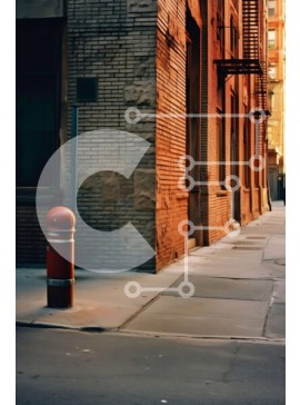 Intra Συλλεκτικό Ξύλινο Παζλ Plywood  4mm - Κτίριο από κόκκινα τούβλα με επένδυση δρόμου με πυροσβεστικό κρουνό Σε Ξύλινο Κουτί - Διαστάσεις Puzzle: 10x10 cm – 25 κομμάτια