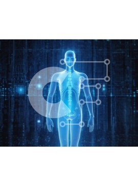 Intra Συλλεκτικό Ξύλινο Παζλ Plywood  4mm - Μπλε ανθρώπινη φιγούρα με ορατό σκελετό και πλευρικό κλωβό Σε Ξύλινο Κουτί - Διαστάσεις Puzzle: 10x10 cm – 25 κομμάτια