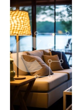 Intra Συλλεκτικό Ξύλινο Παζλ Plywood  4mm - Άνετο σαλόνι με θέα στο νερό Σε Ξύλινο Κουτί - Διαστάσεις Puzzle: 10x10 cm – 25 κομμάτια