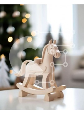 Intra Συλλεκτικό Ξύλινο Παζλ Plywood  4mm - Χριστουγεννιάτικη διακόσμηση με ξύλινο κουνιστό άλογο Σε Ξύλινο Κουτί - Διαστάσεις: 10x10 cm – 25 κομμάτια