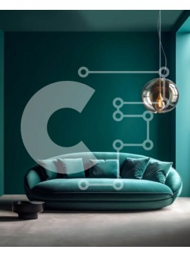 Intra Συλλεκτικό Ξύλινο Παζλ Plywood  4mm - Κομψό και άνετο σχέδιο σαλονιού με πράσινο τοίχο και καναπέ από γαλαζοπράσινο χρώμα Σε Ξύλινο Κουτί - Διαστάσεις Puzzle: 10x10 cm – 25 κομμάτια