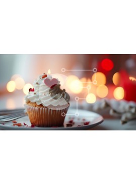 Σετ των 2 Intra Συλλεκτικό Ξύλινο Παζλ Plywood  4mm - Λαχταριστό Cupcake με Κόκκινο και Λευκό Πάγωμα Σε Ξύλινο Κουτί - Διαστάσεις: 10x10 cm – 25 κομμάτια