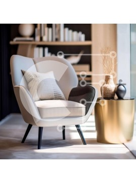 Intra Συλλεκτικό Ξύλινο Παζλ Plywood  4mm - Σύγχρονο σαλόνι με κομψή πολυθρόνα και κομψό βοηθητικό τραπέζι Σε Ξύλινο Κουτί - Διαστάσεις Puzzle: 10x10 cm – 25 κομμάτια