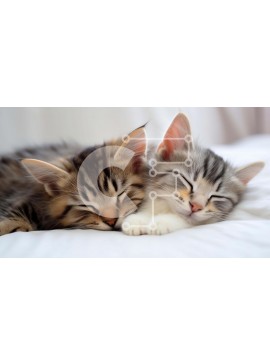 Intra Συλλεκτικό Ξύλινο Παζλ Plywood  4mm - Γατάκια που κοιμούνται ειρηνικά σε ένα λευκό κρεβάτι Σε Ξύλινο Κουτί - Διαστάσεις: 10x10 cm – 25 κομμάτια