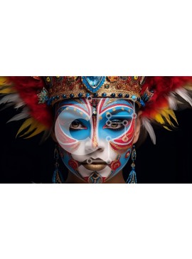 Intra Συλλεκτικό Ξύλινο Παζλ Plywood  4mm - Πολύχρωμη μάσκα καρναβαλιού με φτερά και χάντρες - Φωτογραφία Αρχείου Σε Ξύλινο Κουτί - Διαστάσεις Puzzle: 10x10 cm – 25 κομμάτια