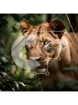 Intra Συλλεκτικό Ξύλινο Παζλ Plywood  4mm - Εκπληκτική φωτογραφία μιας λέαινας στο φυσικό της περιβάλλον Σε Ξύλινο Κουτί - Διαστάσεις: 10x10 cm – 25 κομμάτια