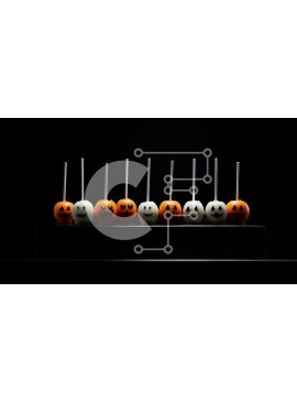 Σετ των 2 Intra Συλλεκτικό Ξύλινο Παζλ Plywood  4mm - Halloween Cake Pops με Πρόσωπα κολοκύθας Σε Ξύλινο Κουτί - Διαστάσεις: 10x10 cm – 25 κομμάτια