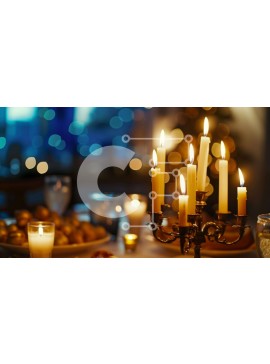 Σετ των 2 Intra Συλλεκτικό Ξύλινο Παζλ Plywood  4mm - Κομψό σετ τραπεζαρίας με κεριά και νόστιμο φαγητό Σε Ξύλινο Κουτί - Διαστάσεις: 10x10 cm – 25 κομμάτια