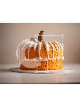 Σετ των 2 Intra Συλλεκτικό Ξύλινο Παζλ Plywood  4mm - Κέικ σε σχήμα κολοκύθας με λευκό πάγωμα σε άδειο πιάτο Σε Ξύλινο Κουτί - Διαστάσεις: 10x10 cm – 25 κομμάτια