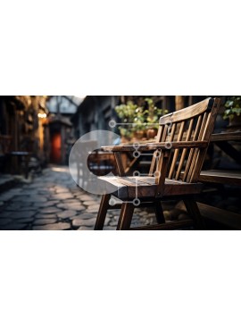 Intra Συλλεκτικό Ξύλινο Παζλ Plywood  4mm - Γραφική ξύλινη καρέκλα στην Cobblestone Street σε μια γοητευτική παλιά πόλη Σε Ξύλινο Κουτί - Διαστάσεις Puzzle: 10x10 cm – 25 κομμάτια