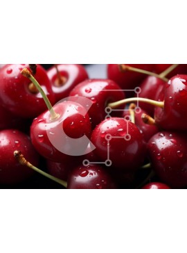 Σετ των 2 Intra Συλλεκτικό Ξύλινο Παζλ Plywood  4mm - Ομάδα κόκκινων κερασιών με σταγονίδια νερού Σε Ξύλινο Κουτί - Διαστάσεις: 10x10 cm – 25 κομμάτια