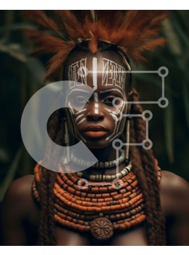 Intra Συλλεκτικό Ξύλινο Παζλ Plywood  4mm - Όμορφη εικόνα μιας Αφρικανής με παραδοσιακή μπογιά προσώπου και κοσμήματα Σε Ξύλινο Κουτί - Διαστάσεις Puzzle: 10x10 cm – 25 κομμάτια