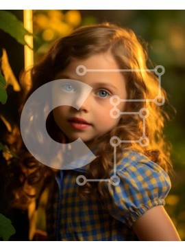 Intra Συλλεκτικό Ξύλινο Παζλ Plywood  4mm - Νεαρό κορίτσι που στέκεται μπροστά από το δέντρο φορώντας καρό φόρεμα Σε Ξύλινο Κουτί - Διαστάσεις Puzzle: 10x10 cm – 25 κομμάτια