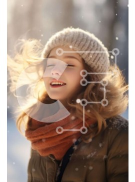 Intra Συλλεκτικό Ξύλινο Παζλ Plywood  4mm - Νεαρή γυναίκα που απολαμβάνει τη χειμερινή περίοδο στο χιόνι Σε Ξύλινο Κουτί - Διαστάσεις Puzzle: 10x10 cm – 25 κομμάτια