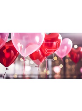 Intra Συλλεκτικό Ξύλινο Παζλ Plywood  4mm - Ομάδα από μπαλόνια σε σχήμα καρδιάς για γιορτές Σε Ξύλινο Κουτί - Διαστάσεις Puzzle: 10x10 cm – 25 κομμάτια