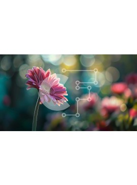 Intra Συλλεκτικό Ξύλινο Παζλ Plywood  4mm - Μονό ροζ λουλούδι σε ένα χωράφι με λουλούδια Σε Ξύλινο Κουτί - Διαστάσεις: 10x10 cm – 25 κομμάτια