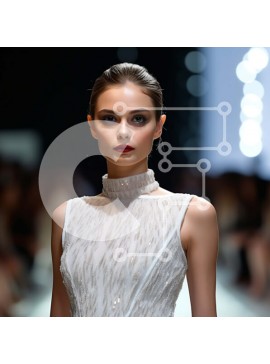 Σετ των 2 Intra Συλλεκτικό Ξύλινο Παζλ Plywood  4mm - Εκπληκτικό λευκό φόρεμα με χάντρες στην πασαρέλα Σε Ξύλινο Κουτί - Διαστάσεις: 10x10 cm – 25 κομμάτια