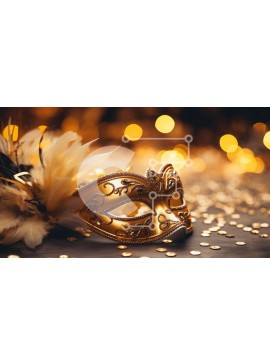 Intra Συλλεκτικό Ξύλινο Παζλ Plywood  4mm - Χρυσή μάσκα μεταμφίεσης με φτερά και κομφετί Σε Ξύλινο Κουτί - Διαστάσεις Puzzle: 10x10 cm – 25 κομμάτια