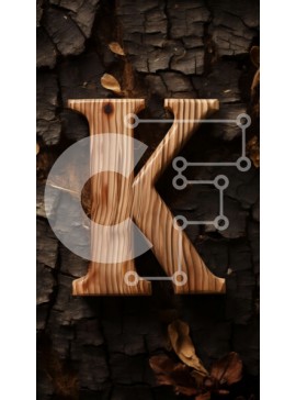 Σετ των 2 Intra Συλλεκτικό Ξύλινο Παζλ Plywood  4mm - Μοναδική εικόνα ενός σκαλισμένου ξύλινου γράμματος "K" σε έναν ξεπερασμένο κορμό δέντρου Σε Ξύλινο Κουτί - Διαστάσεις: 10x10 cm – 25 κομμάτια