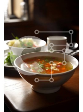 Σετ των 2 Intra Συλλεκτικό Ξύλινο Παζλ Plywood  4mm - Νόστιμο μπολ σούπας με λαχανικά και χυλοπίτες Σε Ξύλινο Κουτί - Διαστάσεις: 10x10 cm – 25 κομμάτια