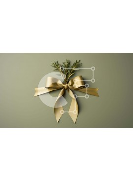 Intra Συλλεκτικό Ξύλινο Παζλ Plywood  4mm - Χρυσή κορδέλα με κλαδάκι δεντρολίβανου σε πράσινο φόντο Σε Ξύλινο Κουτί - Διαστάσεις Puzzle: 10x10 cm – 25 κομμάτια