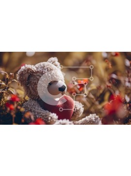 Intra Συλλεκτικό Ξύλινο Παζλ Plywood  4mm - Αρκουδάκι με καρδιά στον κήπο λουλουδιών Σε Ξύλινο Κουτί - Διαστάσεις Puzzle: 10x10 cm – 25 κομμάτια