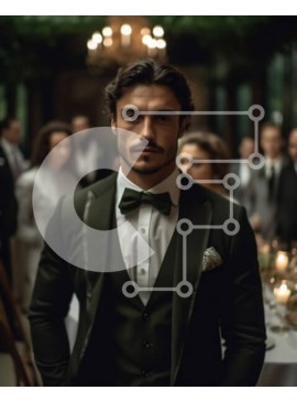 Intra Συλλεκτικό Ξύλινο Παζλ Plywood  4mm - Σοβαρός άνδρας με πράσινο σμόκιν που κρατά ένα ποτήρι κρασί Σε Ξύλινο Κουτί - Διαστάσεις Puzzle: 10x10 cm – 25 κομμάτια