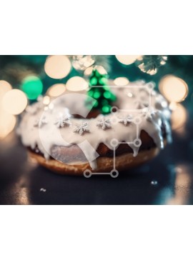 Σετ των 2 Intra Συλλεκτικό Ξύλινο Παζλ Plywood  4mm - Λουκουμάκι διακοπών με γλάσο και νιφάδες χιονιού Σε Ξύλινο Κουτί - Διαστάσεις: 10x10 cm – 25 κομμάτια