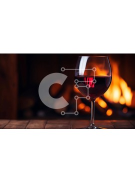 Σετ των 2 Intra Συλλεκτικό Ξύλινο Παζλ Plywood  4mm - Ποτήρι κόκκινο κρασί μπροστά από το τζάκι Σε Ξύλινο Κουτί - Διαστάσεις: 10x10 cm – 25 κομμάτια