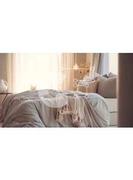 Intra Συλλεκτικό Ξύλινο Παζλ Plywood  4mm - Άνετο υπνοδωμάτιο με μεγάλο κρεβάτι και όμορφες λευκές κουρτίνες Σε Ξύλινο Κουτί - Διαστάσεις Puzzle: 10x10 cm – 25 κομμάτια