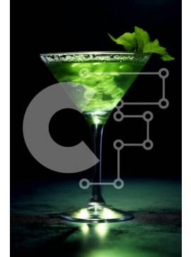 Σετ των 2 Intra Συλλεκτικό Ξύλινο Παζλ Plywood  4mm - Δροσιστικό πράσινο κοκτέιλ με μέντα σε ποτήρι Martini Σε Ξύλινο Κουτί - Διαστάσεις: 10x10 cm – 25 κομμάτια