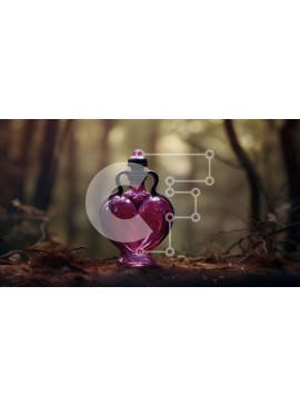 Σετ των 2 Intra Συλλεκτικό Ξύλινο Παζλ Plywood  4mm - Vintage ροζ μπουκάλι αρώματος σε σχήμα καρδιάς στο δάσος Σε Ξύλινο Κουτί - Διαστάσεις: 10x10 cm – 25 κομμάτια