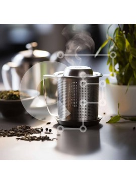 Σετ των 2 Intra Συλλεκτικό Ξύλινο Παζλ Plywood  4mm - Ώρα για τσάι με σουρωτήρι από ανοξείδωτο ατσάλι και φρέσκα φύλλα τσαγιού Σε Ξύλινο Κουτί - Διαστάσεις: 10x10 cm – 25 κομμάτια