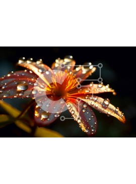 Intra Συλλεκτικό Ξύλινο Παζλ Plywood  4mm - Εκπληκτική εικόνα ενός πορτοκαλιού λουλουδιού με σταγονίδια νερού τον πρωινό ήλιο Σε Ξύλινο Κουτί - Διαστάσεις: 10x10 cm – 25 κομμάτια