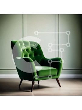 Intra Συλλεκτικό Ξύλινο Παζλ Plywood  4mm - Κομψή πράσινη πολυθρόνα με ξύλινο σκελετό σε μινιμαλιστικό εσωτερικό Σε Ξύλινο Κουτί - Διαστάσεις Puzzle: 10x10 cm – 25 κομμάτια