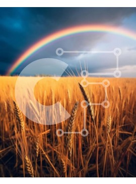 Intra Συλλεκτικό Ξύλινο Παζλ Plywood  4mm - Όμορφη εικόνα ενός χρυσού χωραφιού σίτου με ένα ουράνιο τόξο Σε Ξύλινο Κουτί - Διαστάσεις: 10x10 cm – 25 κομμάτια