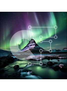 Intra Συλλεκτικό Ξύλινο Παζλ Plywood  4mm - Εκπληκτική εικόνα ενός βουνού με φόντο το βόρειο σέλας Σε Ξύλινο Κουτί - Διαστάσεις: 10x10 cm – 25 κομμάτια