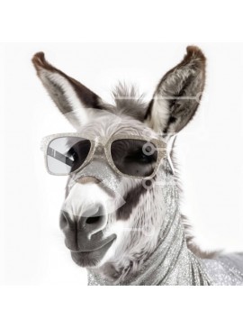 Intra Συλλεκτικό Ξύλινο Παζλ Plywood  4mm - Ξεκαρδιστική εικόνα ενός γαϊδάρου που φοράει γυαλιά ηλίου Σε Ξύλινο Κουτί - Διαστάσεις: 10x10 cm – 25 κομμάτια