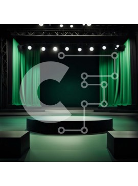 Intra Συλλεκτικό Ξύλινο Παζλ Plywood  4mm - Μινιμαλιστική σκηνή με πράσινη κουρτίνα Σε Ξύλινο Κουτί - Διαστάσεις Puzzle: 10x10 cm – 25 κομμάτια