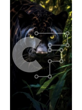 Σετ των 2 Intra Συλλεκτικό Ξύλινο Παζλ Plywood  4mm - Κομψή και ισχυρή μαύρη τζάγκουαρ στη ζούγκλα Σε Ξύλινο Κουτί - Διαστάσεις: 10x10 cm – 25 κομμάτια