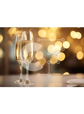 Σετ των 2 Intra Συλλεκτικό Ξύλινο Παζλ Plywood  4mm - Φλάουτα σαμπάνιας σε τραπέζι με φωτισμένο φόντο Σε Ξύλινο Κουτί - Διαστάσεις: 10x10 cm – 25 κομμάτια