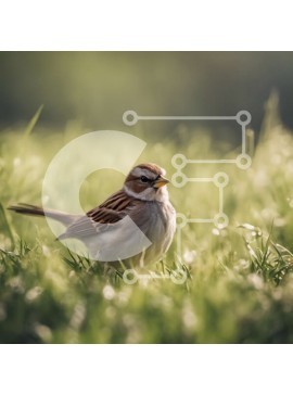 Intra Συλλεκτικό Ξύλινο Παζλ Plywood  4mm - Σπουργίτι στο γρασίδι σε ένα χωράφι Σε Ξύλινο Κουτί - Διαστάσεις: 10x10 cm – 25 κομμάτια
