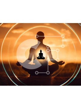 Intra Συλλεκτικό Ξύλινο Παζλ Plywood  4mm - Διαλογιστική φιγούρα με το σύμβολο του Βούδα στο ηλιοβασίλεμα Σε Ξύλινο Κουτί - Διαστάσεις Puzzle: 10x10 cm – 25 κομμάτια