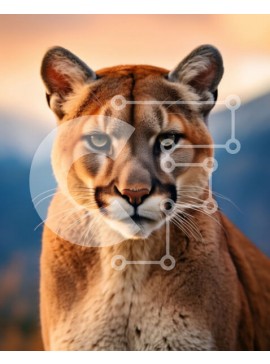 Σετ των 2 Intra Συλλεκτικό Ξύλινο Παζλ Plywood  4mm - Εκπληκτική εικόνα ενός βουνού λιονταριού στο ηλιοβασίλεμα Σε Ξύλινο Κουτί - Διαστάσεις: 10x10 cm – 25 κομμάτια